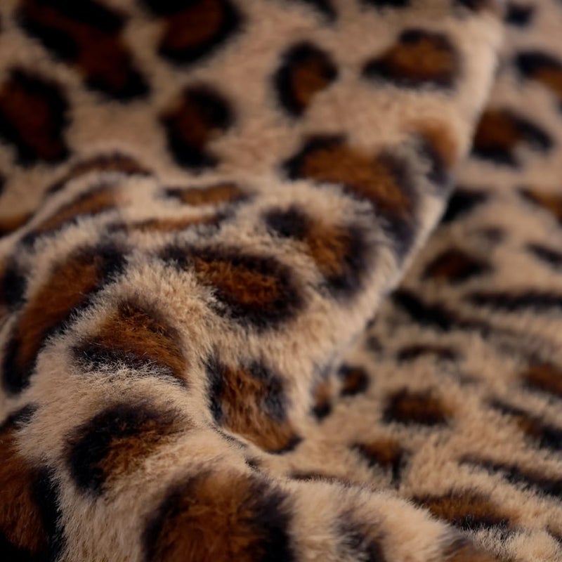MYRU Velboa Super Soft Leopard Blanket Double Layer Bedding Thick Sofa Cover Furry Fuzzy Fax Fur Throw Blanket (Brown,63 x 79 Inch) - Image 3